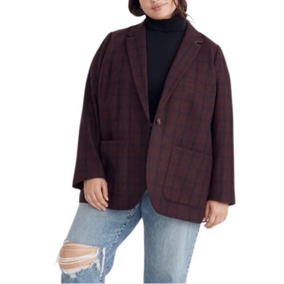Madewell Women Plus Size Larsen Blazer in Spiced Raisin - Picture 4 of 12
